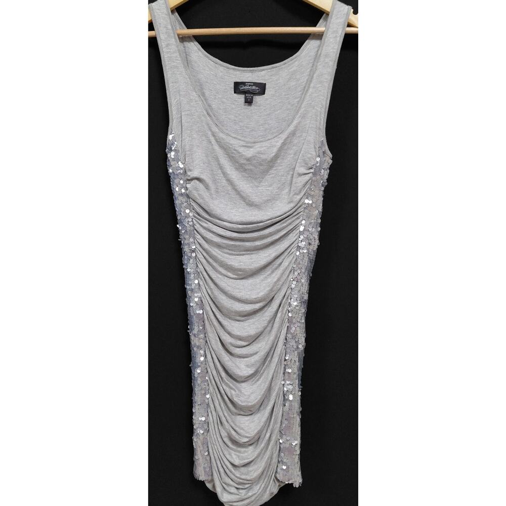 IP9 bebe Addiction Sequin Ruched Dress Solid Knit Bodycon Knee Length Size S
